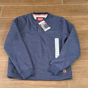 Coleman Mens Sherpa Lined Henley Sweatshirt Blue Heather Snap Neck Pullover S